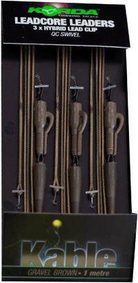 Przypony Leadcore - 100cm - Hybrydowy klips ołowiany QC z krętlikiem - 3 sztuki
