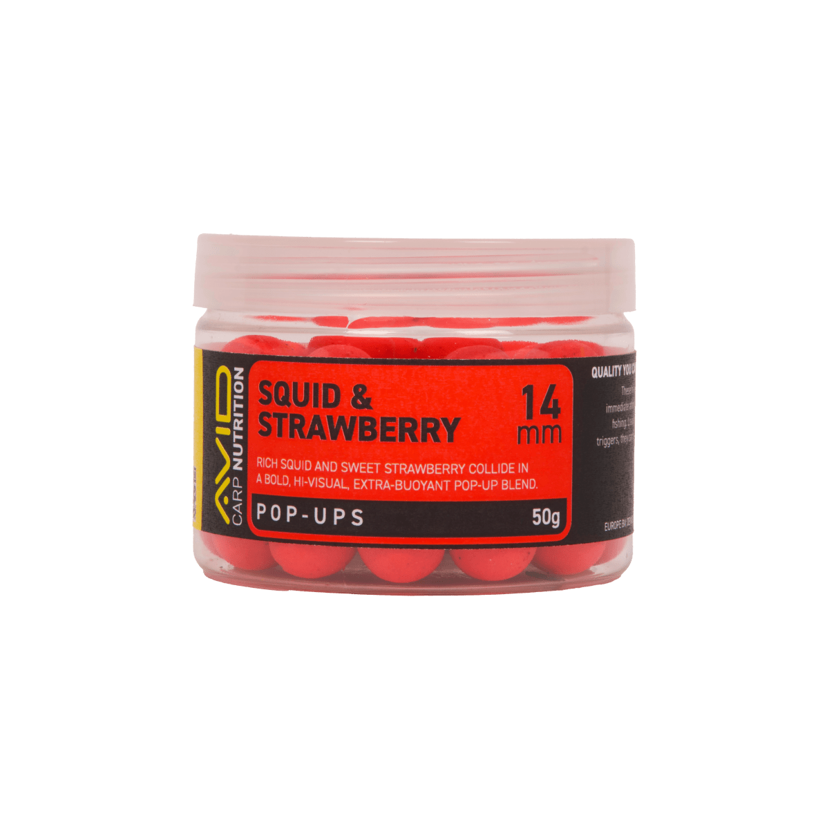 Avid Carp Squid & Strawberry Pop - up - 14mm - Rood - KarperCentrale