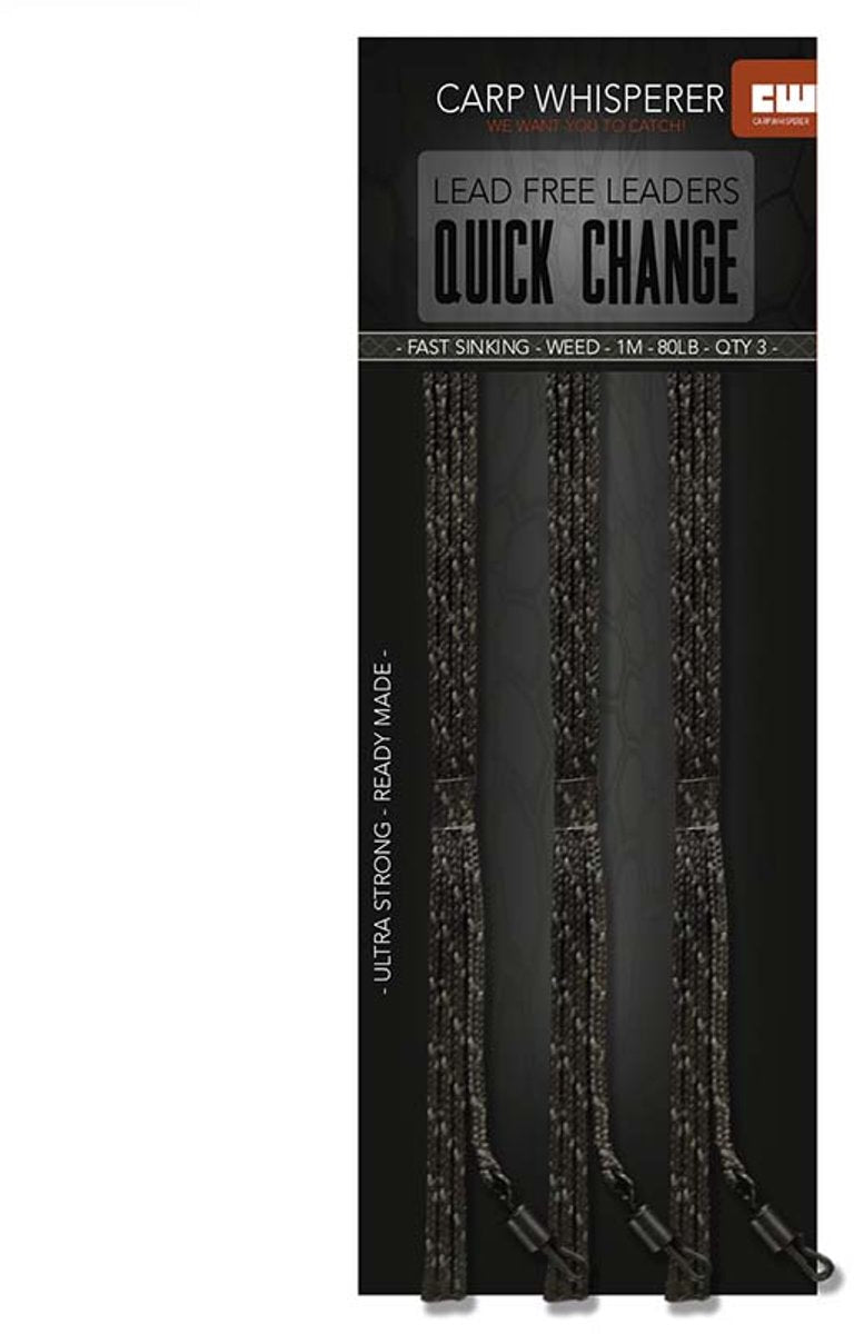 Carp Whisperer Quick Change Leader - Ready Made - 100cm - Weedy Green - KarperCentrale