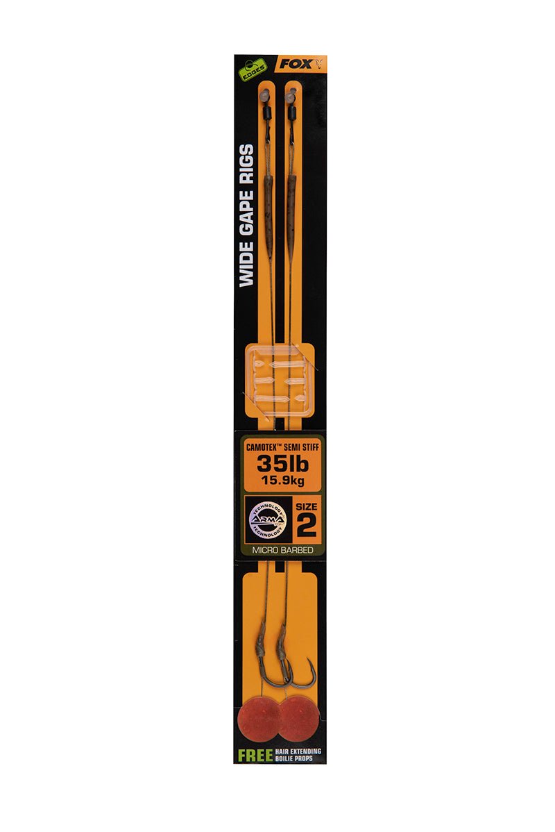 Fox Edges Wide Gape Camotex Semi Stiff Ready Rigs - dé KarperCentrale