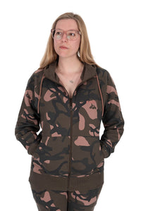 Womans - Bluza z kapturem i zamkiem w kamuflażu
