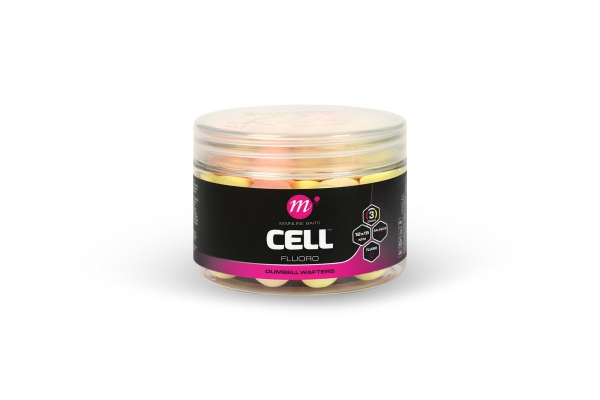 Mainline Cell - Fluoro Dumbell Wafters - 12 x 15mm - Mixed colours - KarperCentrale