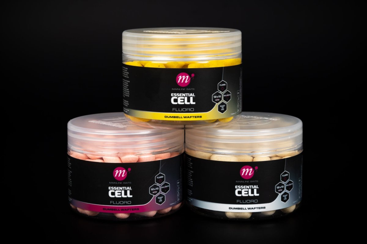 Mainline Essential Cell - Fluoro Dumbell Wafters - 12 x 15mm - KarperCentrale
