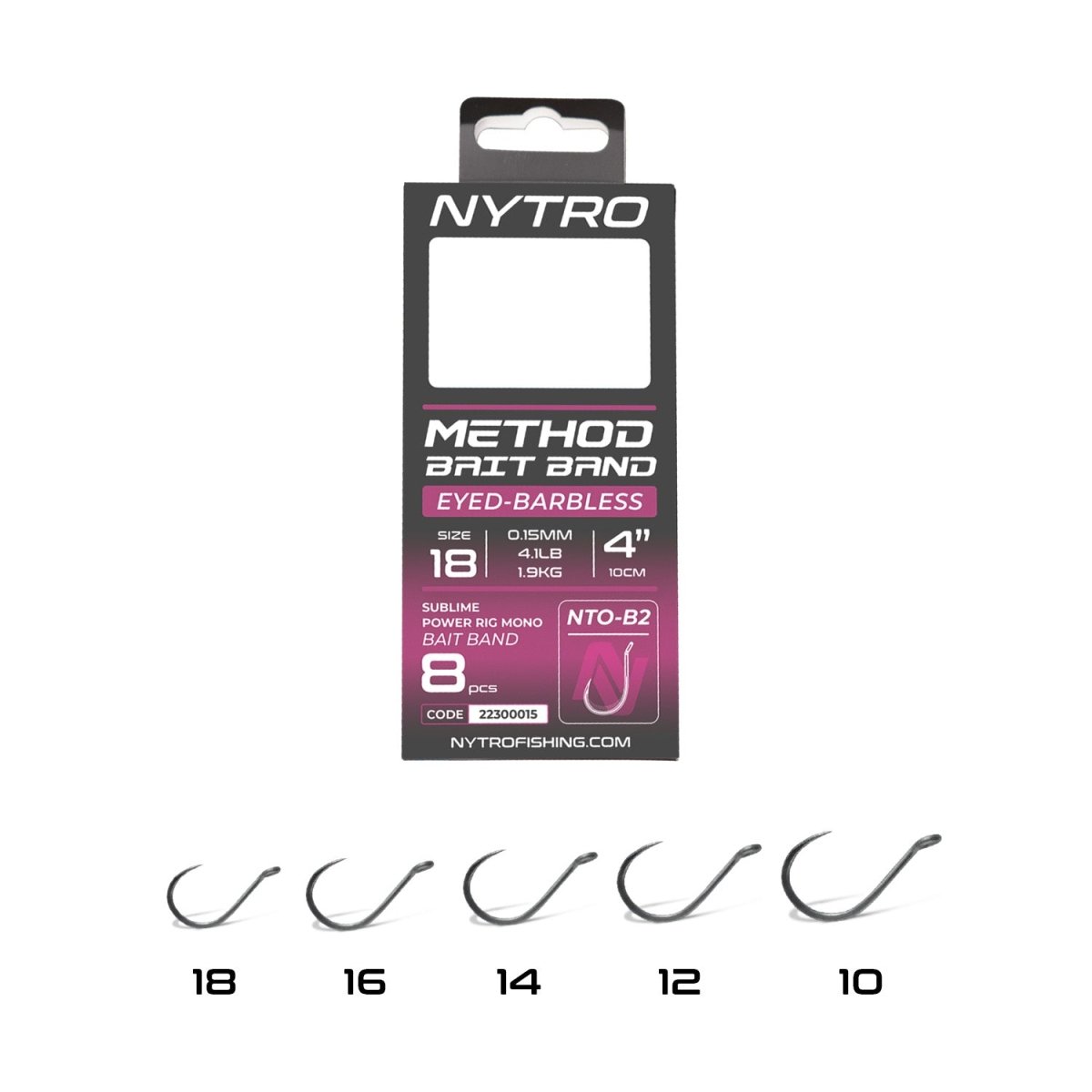 Nytro NTO - B2 Barbless Method Latex Bait Band Rig - 10cm - KarperCentrale
